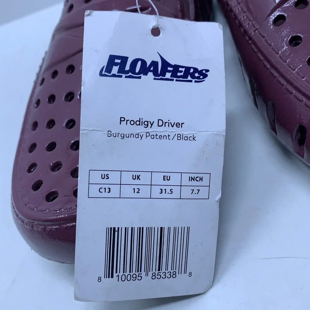 Floafers Kids Size C13 Burgundy Patent Prodigy Driver Foam Slip On Loafers NWT